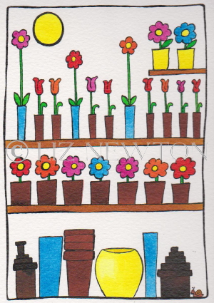 Flowers on Shelves