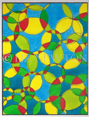 Blue and Yellow Circles with Red and Green